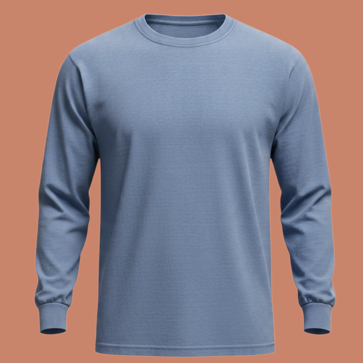 T-shirt à manches longues ICONIC ML de St Barth French West Indies en coton bleu chiné avec col rond