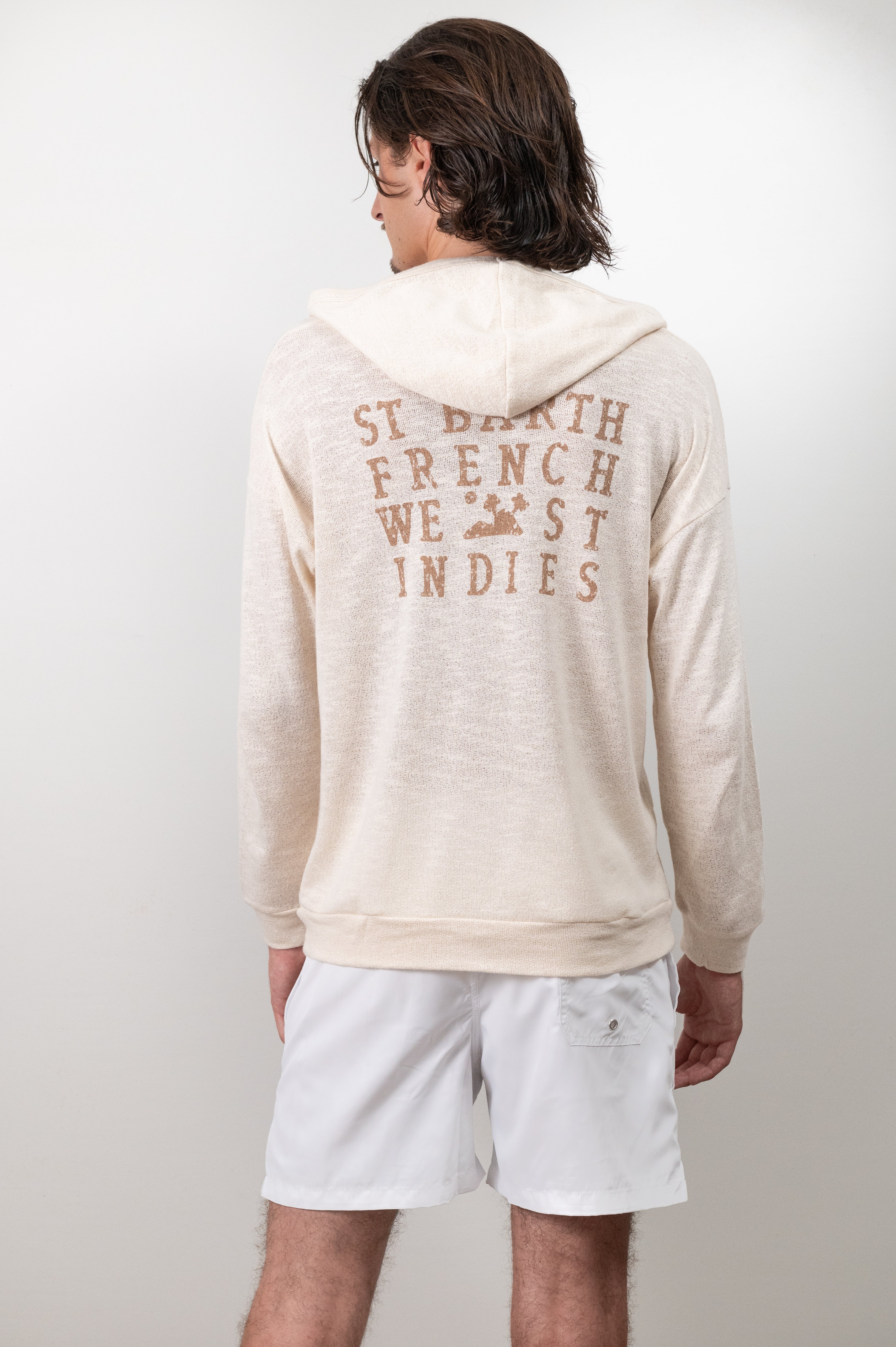 ST BARTH FRENCH WEST INDIES ST BARTHS ST BARTS BEACH SHITE SAND HOODIE RELAX MEN LUXURY