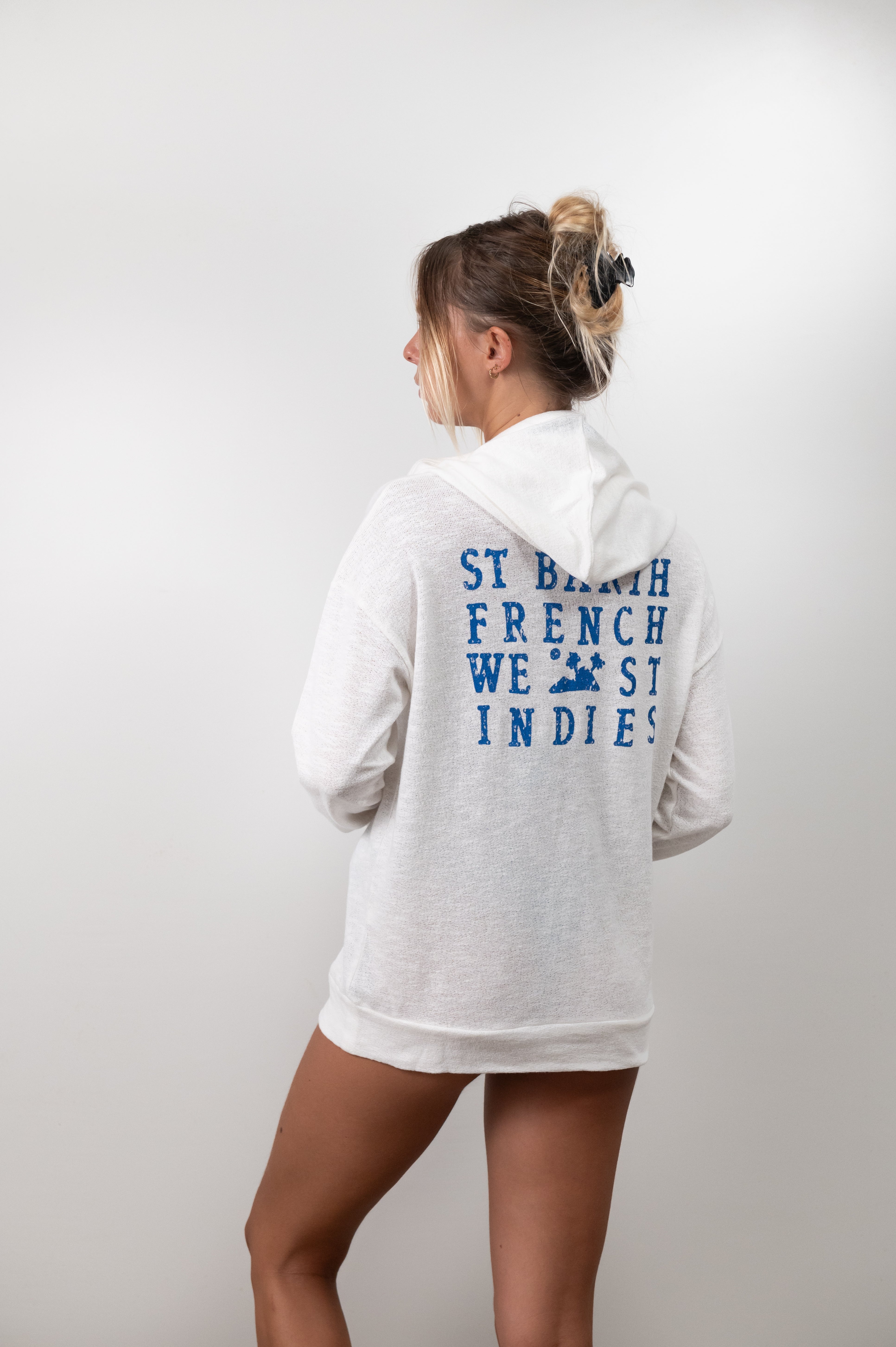 ST BARTH FRENCH WEST INDIES ST BARTHS ST BARTS BEACH SHITE SAND HOODIE RELAX WOMAN LUXURY