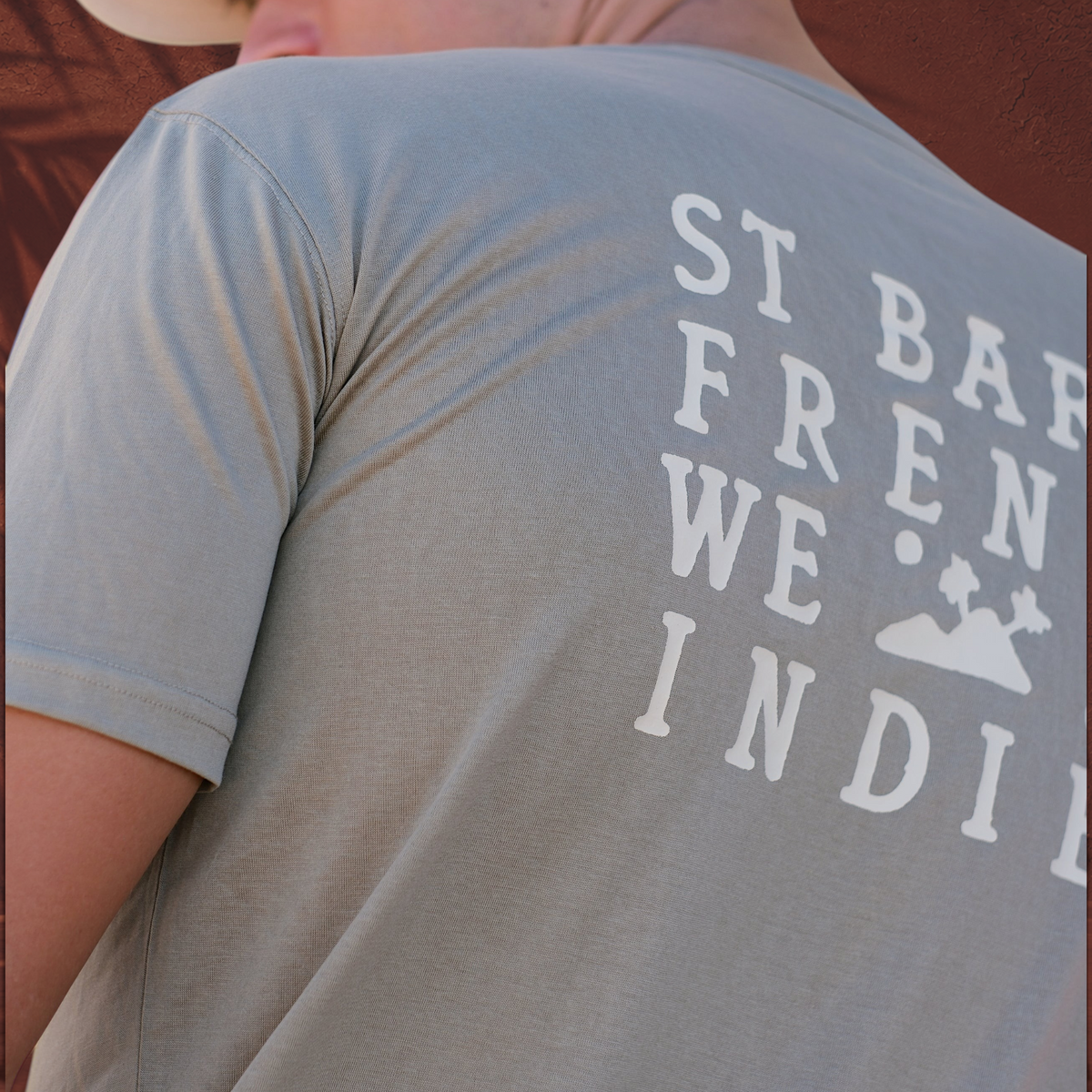 T-shirt St Barth French West Indies gris en mélange lyocell et polyester avec logo imprimé au dos