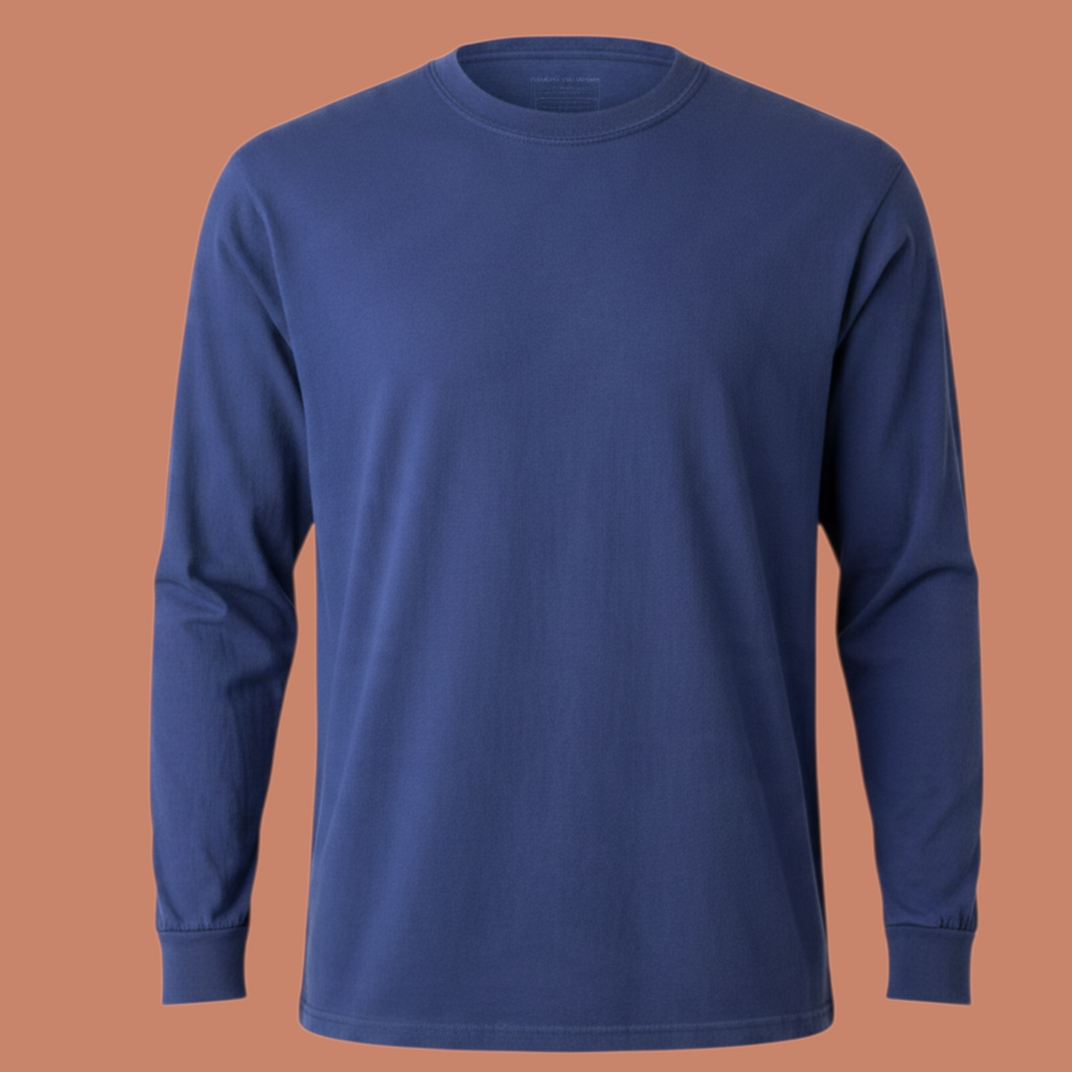 T-shirt à manches longues bleu marine St Barth French West Indies en coton doux avec col rond classique