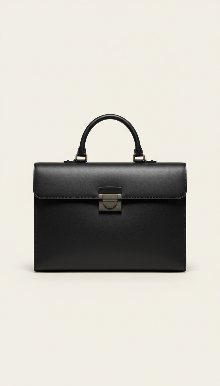 Matte Black Leather Briefcase