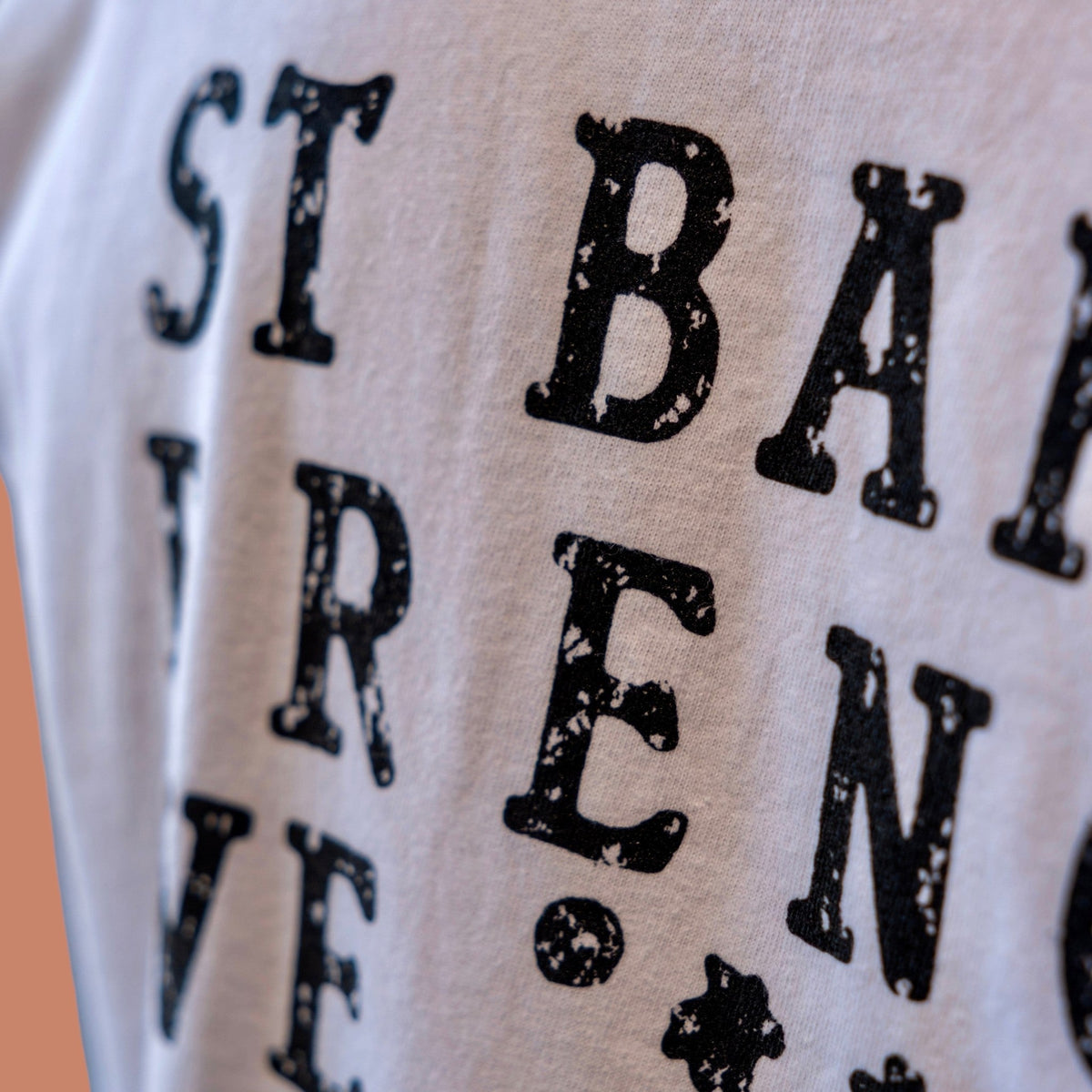 T-shirt blanc St Barth French West Indies avec logo noir imprimé effet vieilli au dos